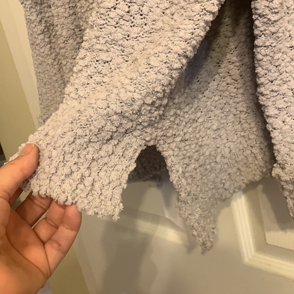 Gray Sherpa V Neck Sweater - Picture 4 of 7